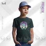 Polygon Lion Kids Graphic T-Shirt – Geometric Animal Design | Premium Cotton | Unisex Round Neck | Short Sleeve | Comfortable Casual Wear for Boys & Girls