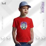 Polygon Lion Kids Graphic T-Shirt – Geometric Animal Design | Premium Cotton | Unisex Round Neck | Short Sleeve | Comfortable Casual Wear for Boys & Girls