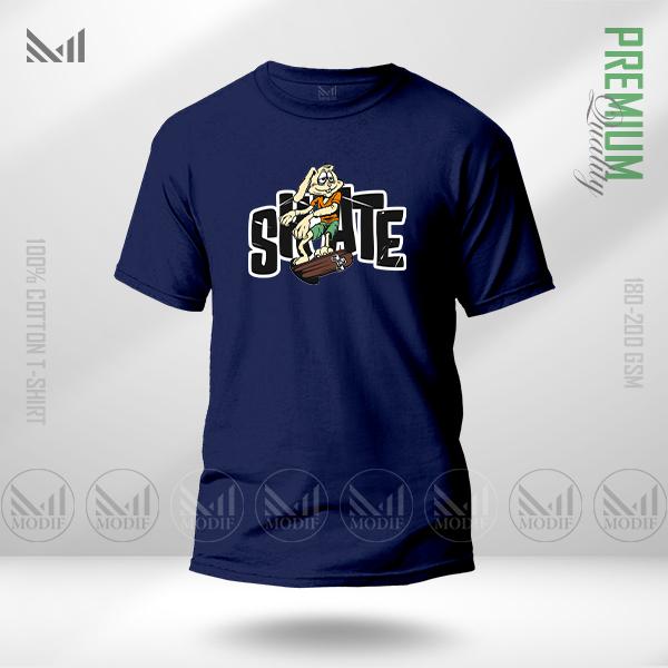 Rabbit Skater Graphic T-Shirt – Fun Skate Cartoon Design | Premium Cotton | Unisex Round Neck | Short Sleeve | Casual Streetwear Style