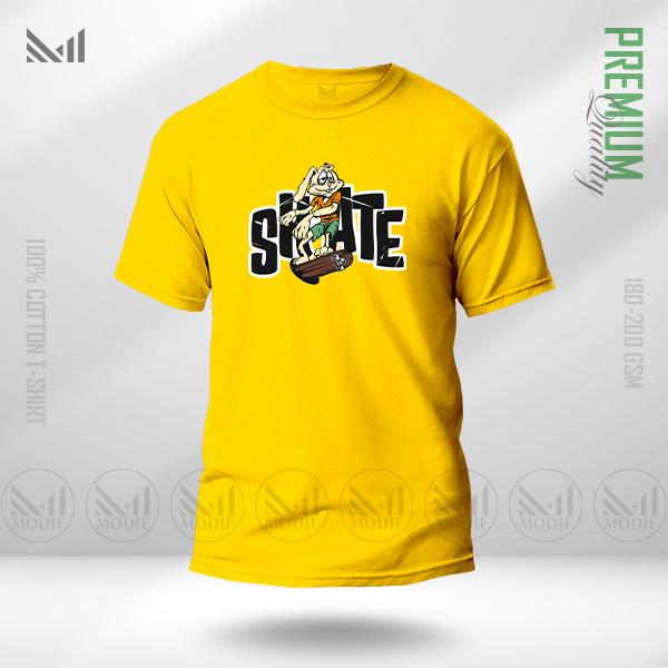 Rabbit Skater Graphic T-Shirt – Fun Skate Cartoon Design | Premium Cotton | Unisex Round Neck | Short Sleeve | Casual Streetwear Style