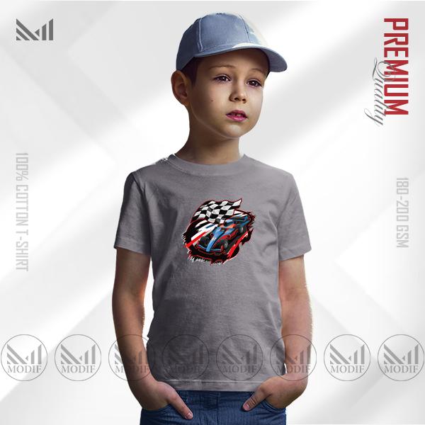 Racing Car Kids Graphic T-Shirt – Cool Motorsport Design | Premium Cotton | Unisex Round Neck | Short Sleeve | Comfortable Casual Wear for Boys & Girls
