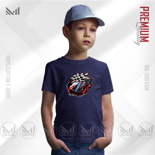 Racing Car Kids Graphic T-Shirt – Cool Motorsport Design | Premium Cotton | Unisex Round Neck | Short Sleeve | Comfortable Casual Wear for Boys & Girls