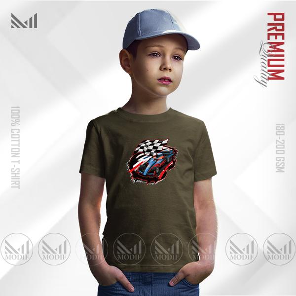Racing Car Kids Graphic T-Shirt – Cool Motorsport Design | Premium Cotton | Unisex Round Neck | Short Sleeve | Comfortable Casual Wear for Boys & Girls