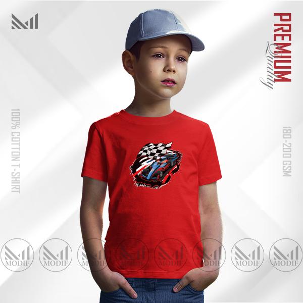 Racing Car Kids Graphic T-Shirt – Cool Motorsport Design | Premium Cotton | Unisex Round Neck | Short Sleeve | Comfortable Casual Wear for Boys & Girls