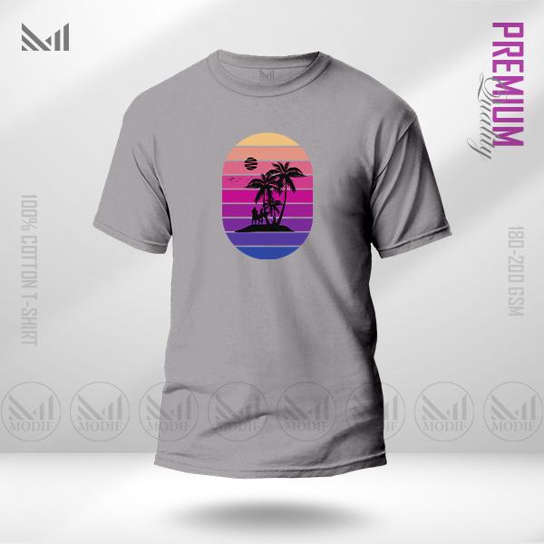 Retro Island Graphic T-Shirt – Bold Vintage Tropical Artwork | Premium Cotton | Unisex Round Neck | Short Sleeve