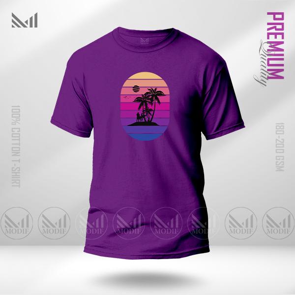 Retro Island Graphic T-Shirt – Bold Vintage Tropical Artwork | Premium Cotton | Unisex Round Neck | Short Sleeve
