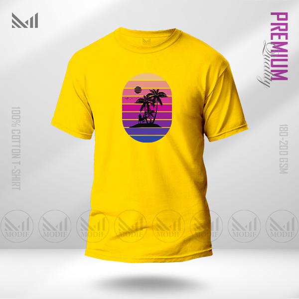 Retro Island Graphic T-Shirt – Bold Vintage Tropical Artwork | Premium Cotton | Unisex Round Neck | Short Sleeve