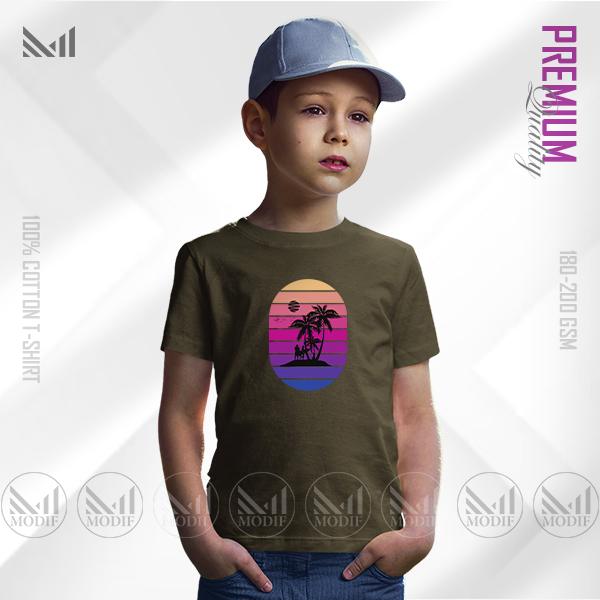 Retro Island Kids Graphic T-Shirt – Bold Vintage Tropical Artwork | Premium Cotton | Unisex Round Neck | Short Sleeve