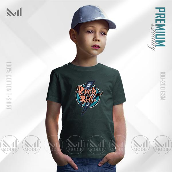Rock and Roll Kids Graphic T-Shirt – Cool Music Style Print | Premium Cotton | Unisex Round Neck | Short Sleeve | Comfortable Casual Wear for Boys & Girls