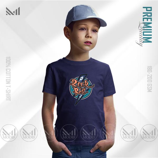 Rock and Roll Kids Graphic T-Shirt – Cool Music Style Print | Premium Cotton | Unisex Round Neck | Short Sleeve | Comfortable Casual Wear for Boys & Girls