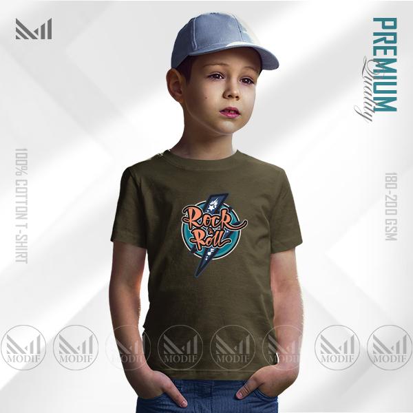 Rock and Roll Kids Graphic T-Shirt – Cool Music Style Print | Premium Cotton | Unisex Round Neck | Short Sleeve | Comfortable Casual Wear for Boys & Girls