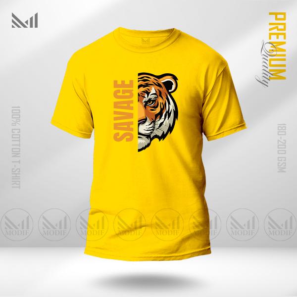 Savage tiger graphic t-shirt premium cotton unisex round neck short sleeve men & women tshirt