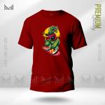Skater Dinosaur Graphic T-Shirt – Cool Skate Dino Artwork | Premium Cotton | Unisex Round Neck | Short Sleeve