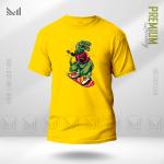 Skater Dinosaur Graphic T-Shirt – Cool Skate Dino Artwork | Premium Cotton | Unisex Round Neck | Short Sleeve