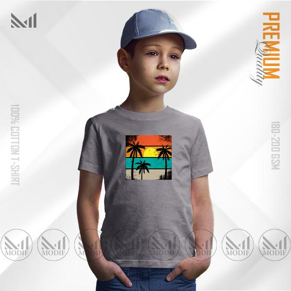Sunset kids graphic t-shirt premium cotton unisex round neck short sleeve baju budak boys & girls
