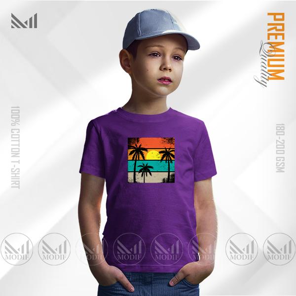 Sunset kids graphic t-shirt premium cotton unisex round neck short sleeve baju budak boys & girls