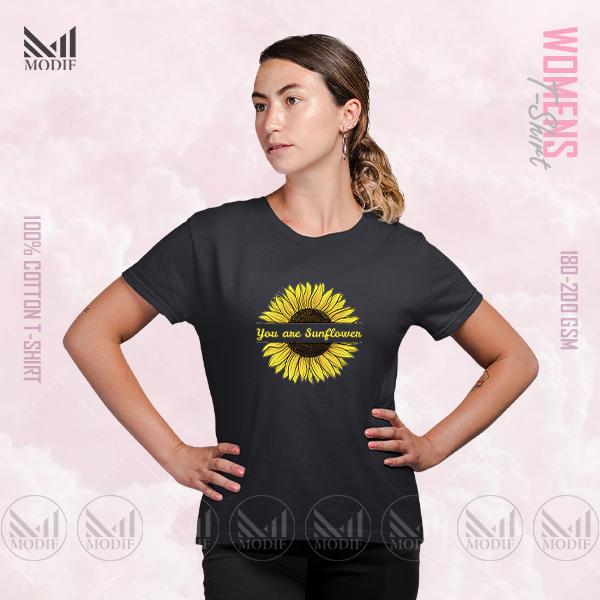 Sunflower Women Graphic T-Shirt Made With Premium Cotton Unisex Round Neck Short Sleeve