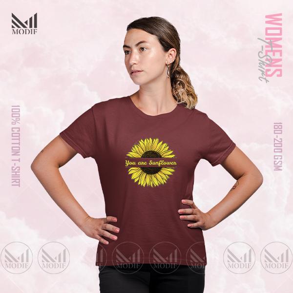 Sunflower Women Graphic T-Shirt Made With Premium Cotton Unisex Round Neck Short Sleeve