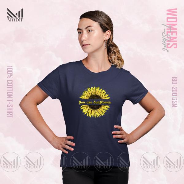 Sunflower Women Graphic T-Shirt Made With Premium Cotton Unisex Round Neck Short Sleeve