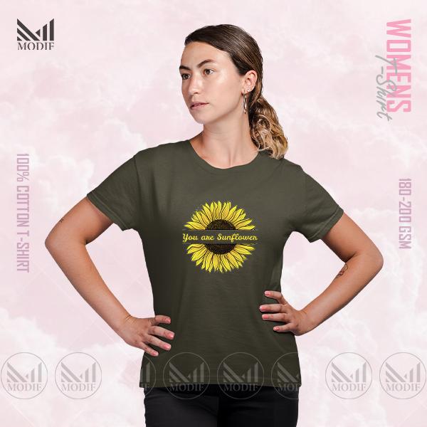 Sunflower Women Graphic T-Shirt Made With Premium Cotton Unisex Round Neck Short Sleeve