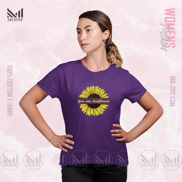 Sunflower Women Graphic T-Shirt Made With Premium Cotton Unisex Round Neck Short Sleeve
