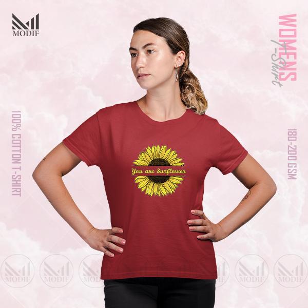 Sunflower Women Graphic T-Shirt Made With Premium Cotton Unisex Round Neck Short Sleeve