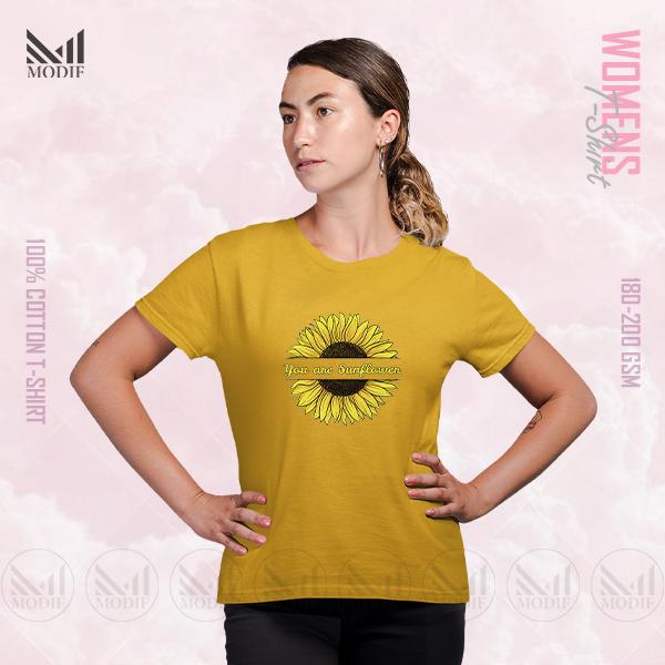 Sunflower Women Graphic T-Shirt Made With Premium Cotton Unisex Round Neck Short Sleeve