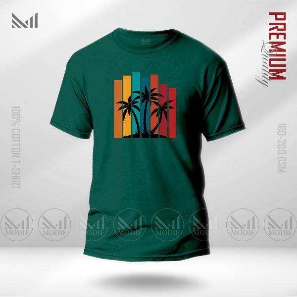 Sunset Stripes Graphic T-Shirt – Retro Gradient Design | Premium Cotton | Unisex Round Neck | Short Sleeve | Casual Summer Streetwear