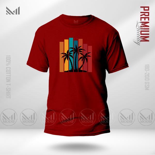 Sunset Stripes Graphic T-Shirt – Retro Gradient Design | Premium Cotton | Unisex Round Neck | Short Sleeve | Casual Summer Streetwear