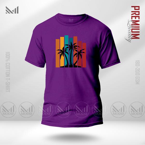 Sunset Stripes Graphic T-Shirt – Retro Gradient Design | Premium Cotton | Unisex Round Neck | Short Sleeve | Casual Summer Streetwear
