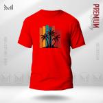 Sunset Stripes Graphic T-Shirt – Retro Gradient Design | Premium Cotton | Unisex Round Neck | Short Sleeve | Casual Summer Streetwear