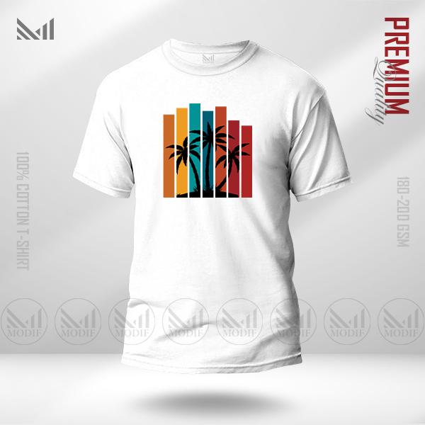 Sunset Stripes Graphic T-Shirt – Retro Gradient Design | Premium Cotton | Unisex Round Neck | Short Sleeve | Casual Summer Streetwear