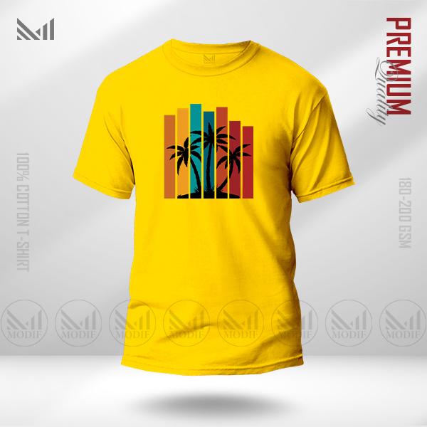 Sunset Stripes Graphic T-Shirt – Retro Gradient Design | Premium Cotton | Unisex Round Neck | Short Sleeve | Casual Summer Streetwear