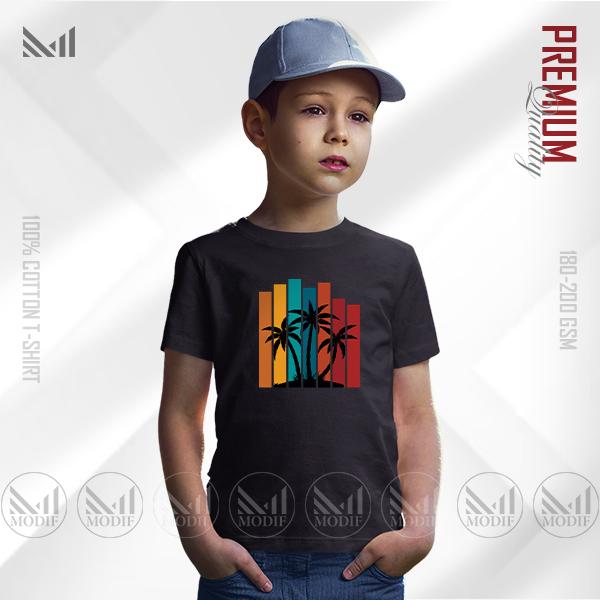 Sunset Stripes Kids Graphic T-Shirt – Colorful Gradient Design | Premium Cotton | Unisex Round Neck | Short Sleeve | Lightweight Casual Wear for Boys & Girls