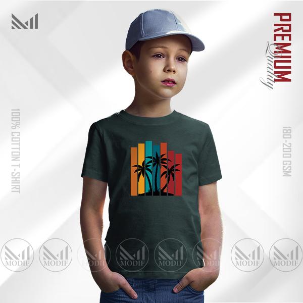 Sunset Stripes Kids Graphic T-Shirt – Colorful Gradient Design | Premium Cotton | Unisex Round Neck | Short Sleeve | Lightweight Casual Wear for Boys & Girls
