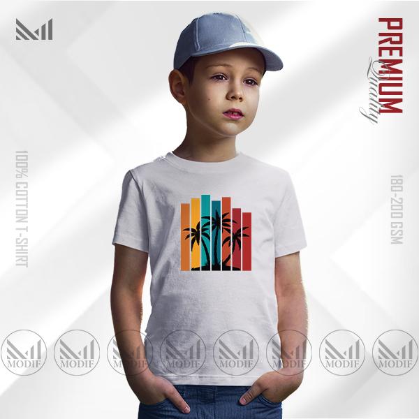 Sunset Stripes Kids Graphic T-Shirt – Colorful Gradient Design | Premium Cotton | Unisex Round Neck | Short Sleeve | Lightweight Casual Wear for Boys & Girls