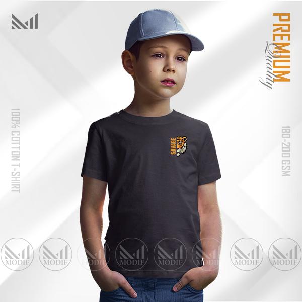 Savage tiger classic kids t shirt premium cotton unisex round neck baju budak boys & girls tshirt