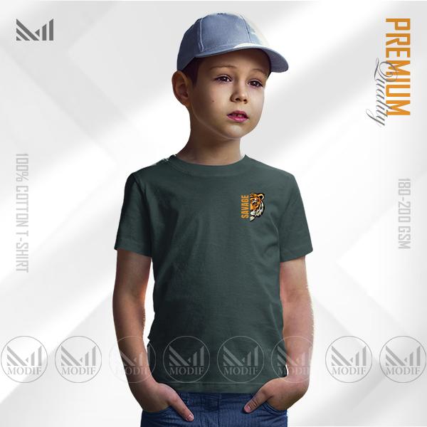 Savage tiger classic kids t shirt premium cotton unisex round neck baju budak boys & girls tshirt