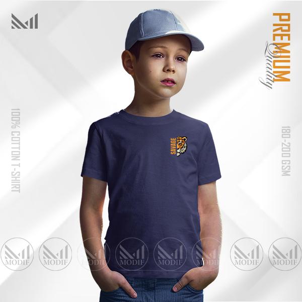 Savage tiger classic kids t shirt premium cotton unisex round neck baju budak boys & girls tshirt