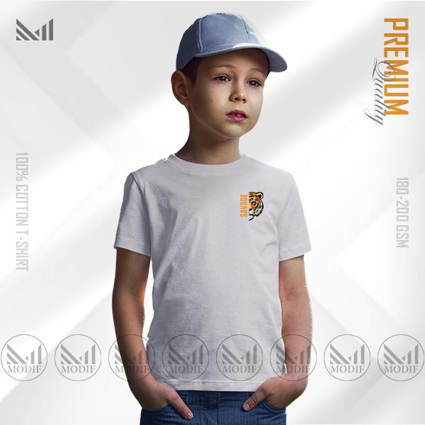 Savage tiger classic kids t shirt premium cotton unisex round neck baju budak boys & girls tshirt