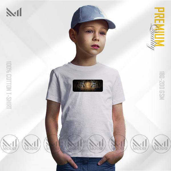 Tiger eye kids t shirt premium cotton unisex round neck short sleeve baju tshirt lelaki perempuan