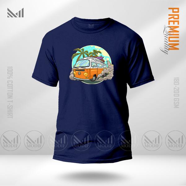 Vintage Bus Graphic T-Shirt Made With Premium Cotton Unisex Round Neck Short Sleeve