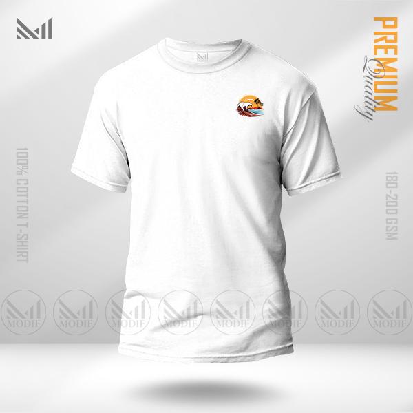 Wave Sunset Classic T-Shirt – Coastal Inspired Minimal Design | Premium Cotton | Unisex Round Neck | Short Sleeve