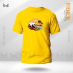 Wave Sunset Graphic T-Shirt – Vibrant Coastal Artwork Design | Premium Cotton | Unisex Round Neck | Short Sleeve